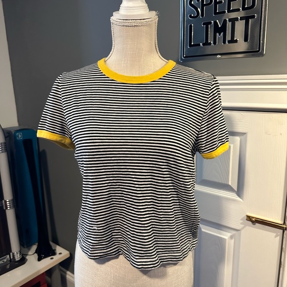 DIVIDED - Black,White, and Yellow Striped Tee - Picture 1 of 1